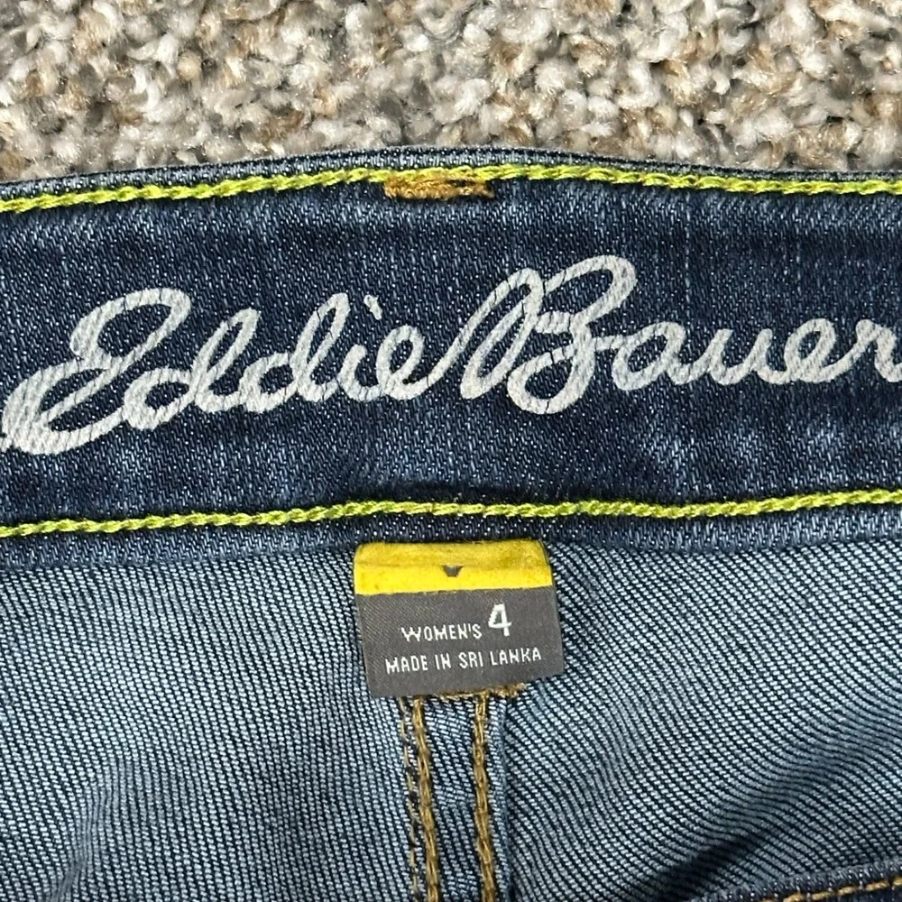 Women's Eddie Bauer 4 Small Jeans Slim Curvy Denim Navy Blue Straight Stretch - Picture 10 of 13